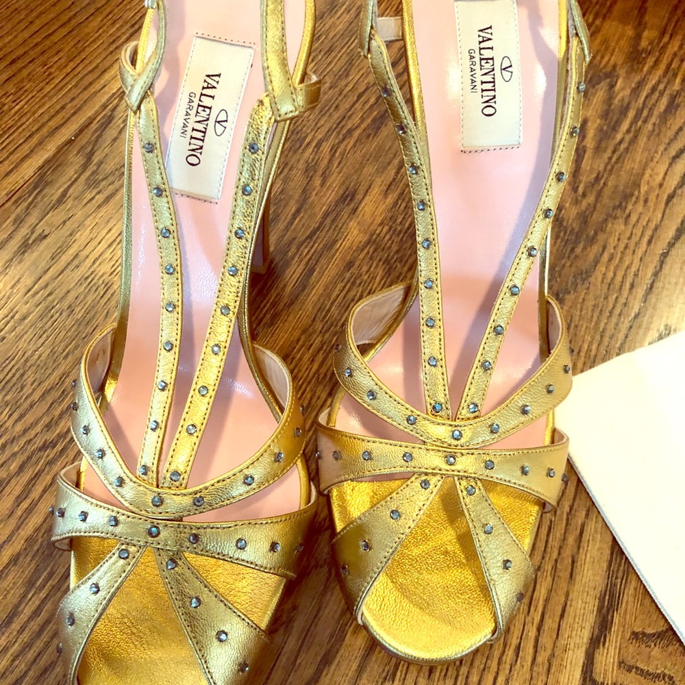 Valentino Gold Studded Heels